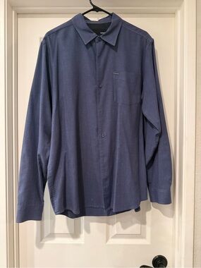 Hurley Navy Herringbone Button-Up with Chest Pocket